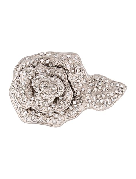 chanel camellia crystal brooch|chanel camellia hoop earrings.